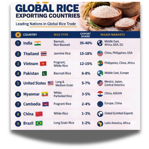 TOP 10 NƯỚC XUẤT KHẨU GẠO NHIỀU NHẤT THẾ GIỚI NĂM 2026